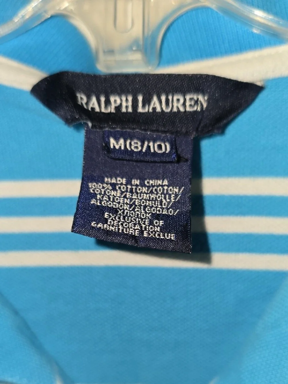 Ralph Lauren Girls' Teal and White Striped Polo Dress